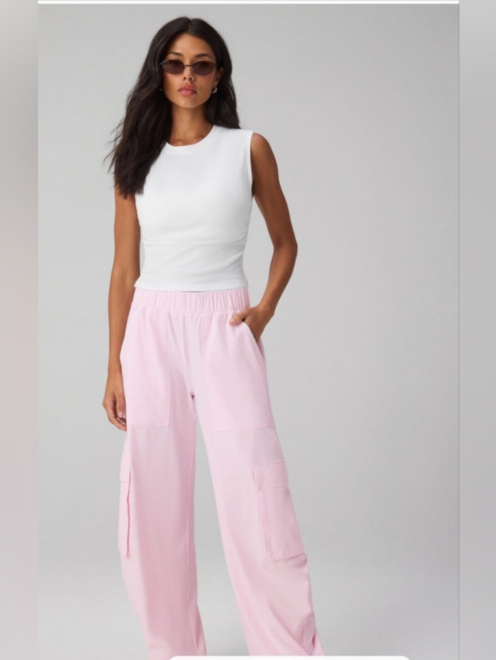 Fabletics Women's M Pink Cargo Utility Pants Wide Leg NWT